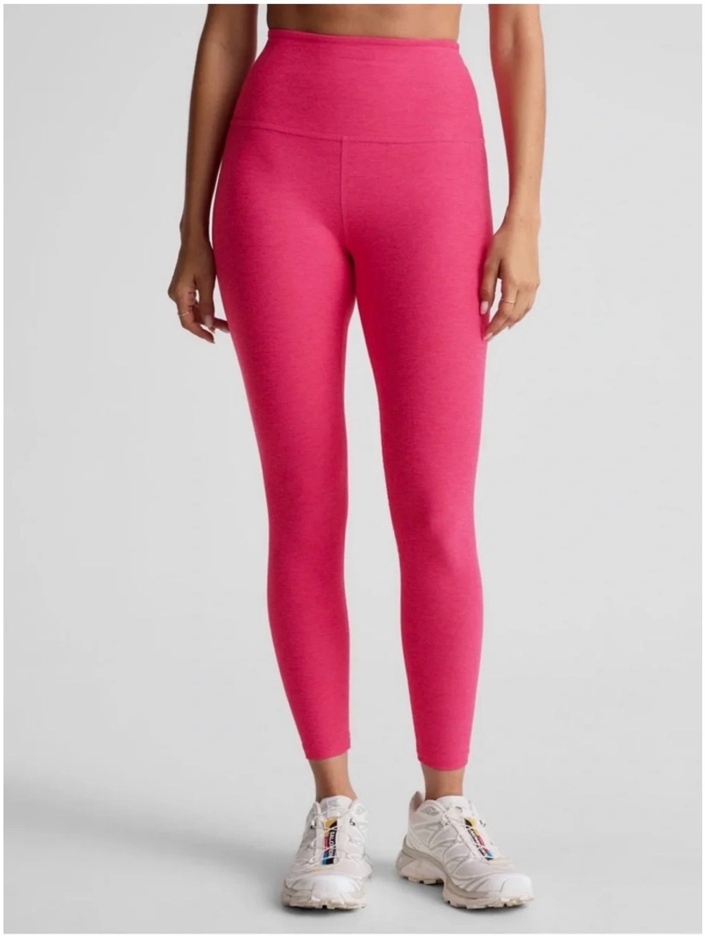 Beyond Yoga Vivid Pink Heather Spacedye Caught In The Midi High Waisted Legging